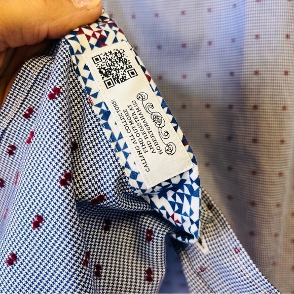 Robert Graham Luxury Blue Dress Shirt L Tailored Fit - Picture 8 of 12